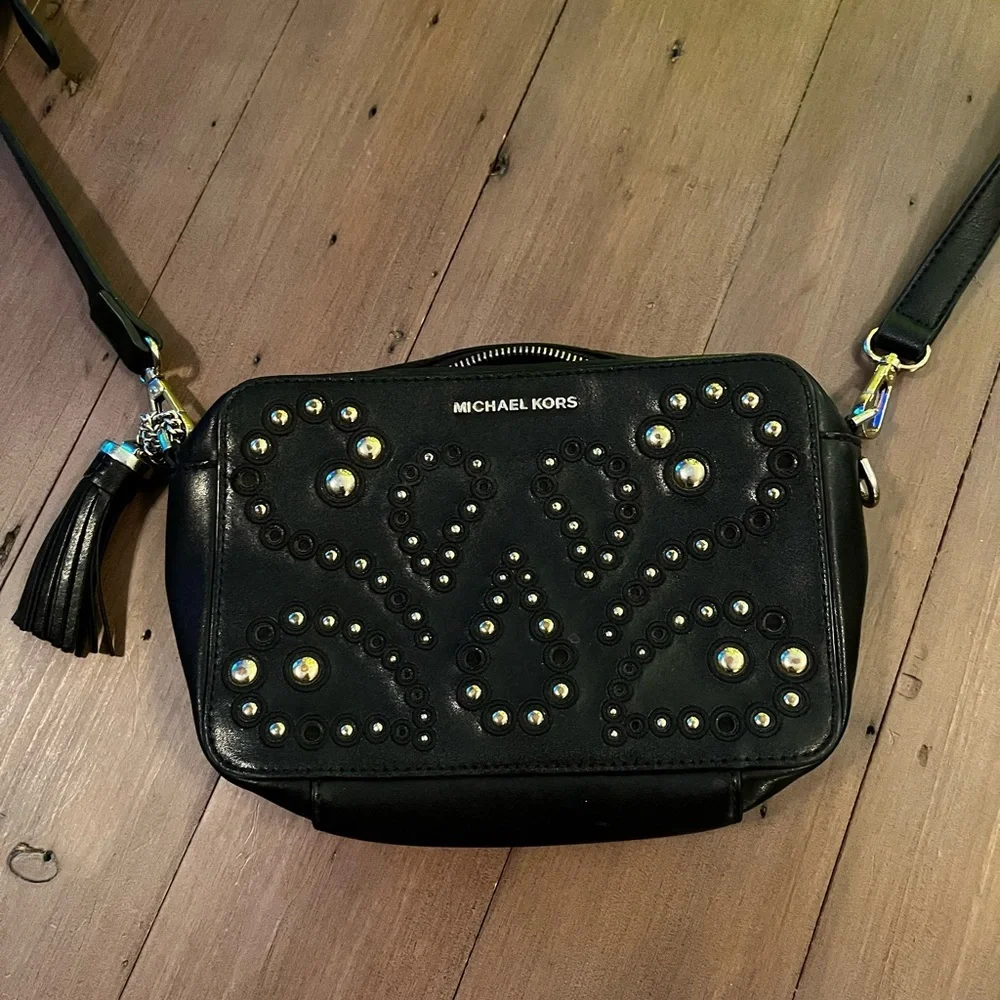 Michael Kors Black Studded Crossbody Bag​​ - Picture 2 of 11